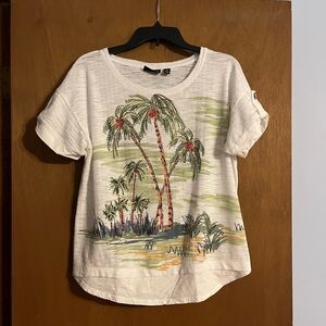 Onque Casuals Cream Palm Tree Short Sleeve Tee